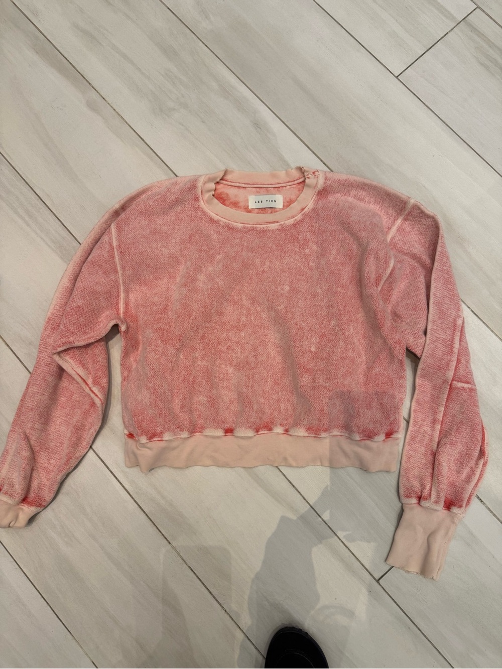 Les tien pink cotton fleece track pants and sweater